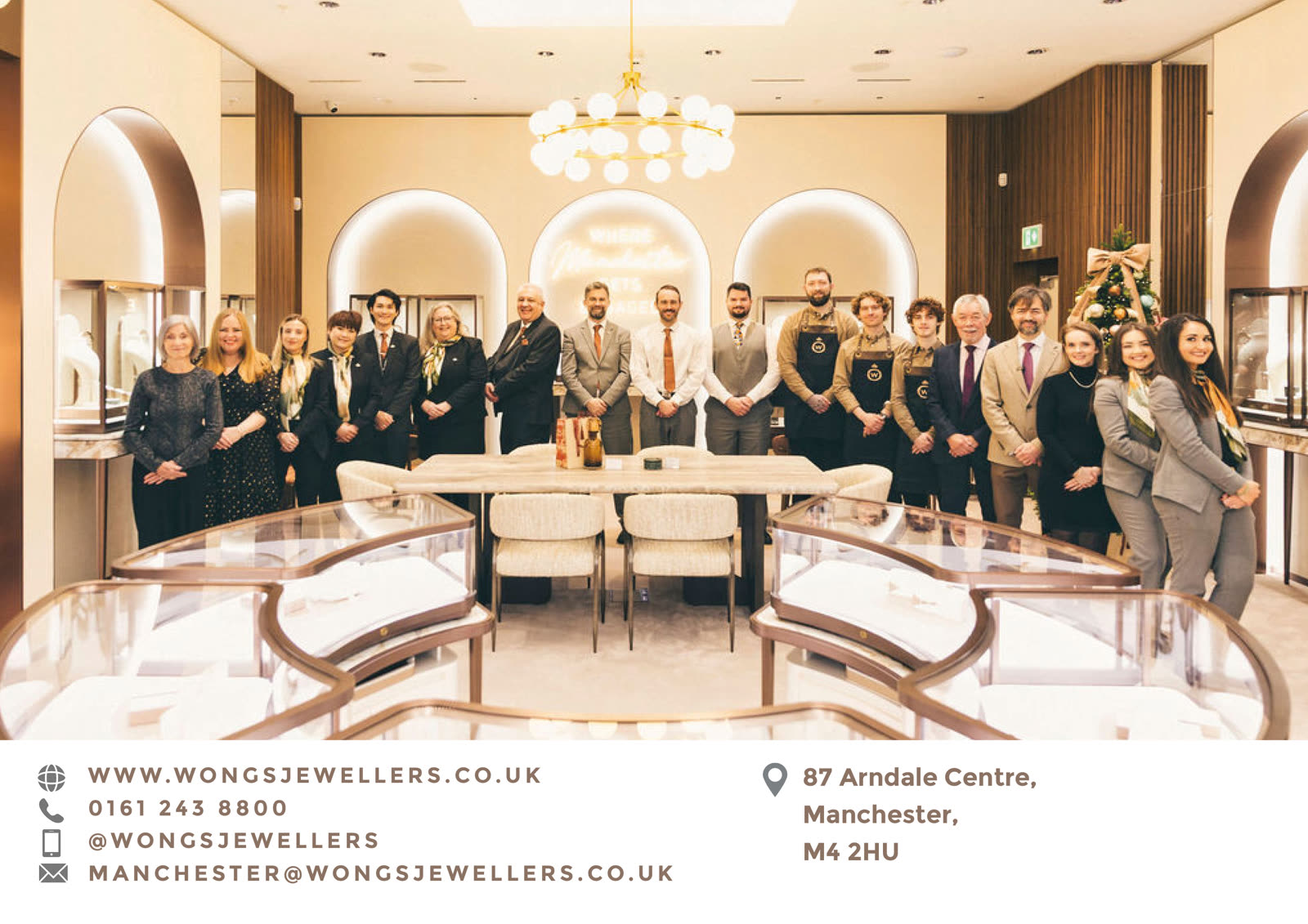 The Wongs the Jewellers team gathered in their Manchester showroom